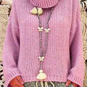 Women Yarn/Wool Yarn Plain Long Sleeve Comfy Casual Sweater, Sweaters, color:Pink|size:XL, catalog Noracora shop