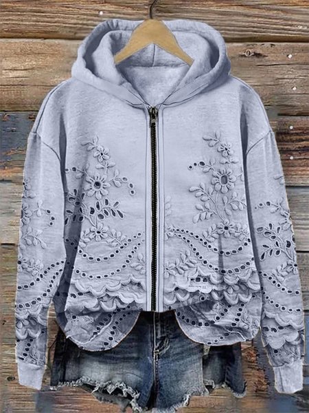 Women's Floral Spring/Fall Cotton Long Sleeve Casual Daily Hoodie, JustFashionNow Outerwear, color:Light Blue|size:5XL,
