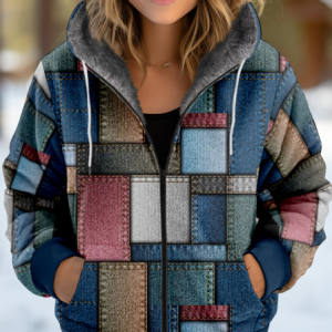 Women's Plaid Thicken Loose Jacket, Outerwear, color:Blue|size:4XL, catalog Noracora shop