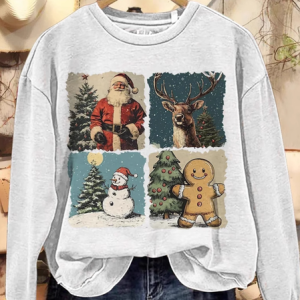 Casual Crew Neck Christmas Art Print Sweatshirt, Hoodies & Sweatshirts, color:White|size:XXL, catalog Noracora shop