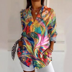 Shirt Collar Loose Casual Shirt, Blouses, Lilicloth.com