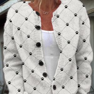 Women Knitted Floral Long Sleeve Comfy Casual Cardigan, Cardigans, color:White|size:5XL, catalog Noracora shop