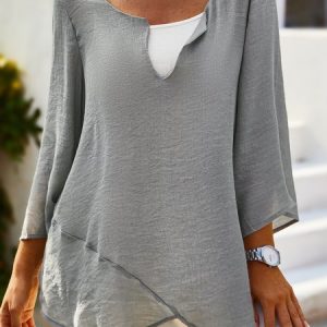 Oversized loose women's summer shirt (the fabric is a bit transparent, you need to wear it with a tube top), Tops, color:Blue|size:XXL, catalog Noracora shop