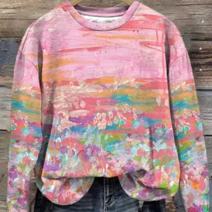 Women's Breast Cancer Awareness Print Long Sleeve Sweatshirt, Hoodies&Sweatshirts, Lilicloth.com
