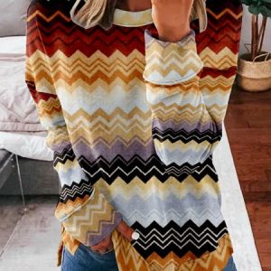 Casual Crew Neck Abstract Stripes Sweatshirt, Hoodies & Sweatshirts, color:Multicolor|size:4XL, catalog Noracora shop