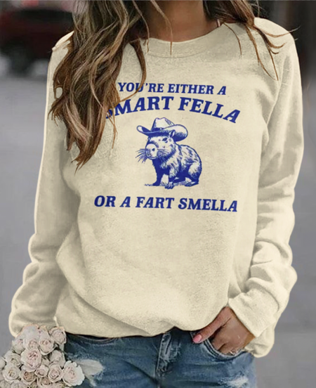 Are you a smart person or just farting? Smell retro round neck sweatshirt, Hoodies&Sweatshirts, Lilicloth.com