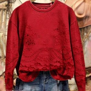 Women's Crew Neck 3D Printing Vintage Spring/Fall Long Sleeve Sweatshirt, JustFashionNow Sweatshirts & Hoodies, color:Red|size:5XL,