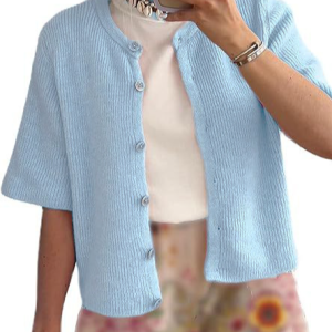 Women Wool/Knitting Plain Long Sleeve Comfy Casual Lace Cardigan, Sweaters, color:Sky Blue|size:XXL, catalog Noracora shop