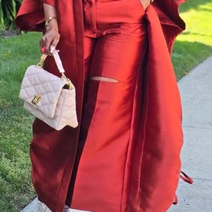Casual Color Block Wide Leg Pants, Pants, color:Red|size:XXL, Stylewe