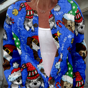 Women's Christmas Thicken Loose Jacket, Outerwear, color:Blue|size:4XL, catalog Noracora shop