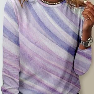 Abstract Printed Casual T-Shirt, Long sleeves, Lilicloth.com
