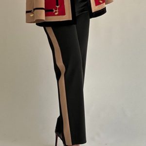 Regular Fit Urban Color Block Pants, Pants, color:Black|size:XXL, Stylewe