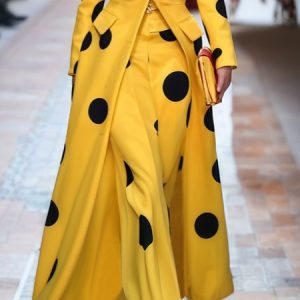 Regular Fit Polka Dots Urban Fashion Pants, Pants, color:Yellow|size:XXL, Stylewe