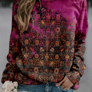 Casual Crew Neck Abstract Sweatshirt Zipper, Hoodies & Sweatshirts, color:Wine Red|size:4XL, catalog Noracora shop