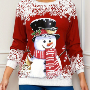 Casual Crew Neck Christmas Sweatshirt Zipper, Hoodies & Sweatshirts, color:Red|size:5XL, catalog Noracora shop