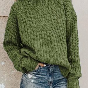 Women Plain Long Sleeve Comfy Casual Sweater, Sweaters, color:Army Green|size:3XL, catalog Noracora shop