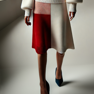 Medium Elasticity Color Block  Casual Sweater Mini Skirt, Skirts, color:As Picture|size:XXL, Stylewe