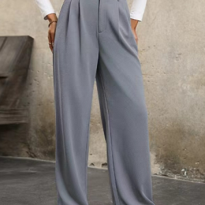 Casual Plain Long Buckle Pant, Pants, color:Silver|size:XXL, catalog Noracora shop