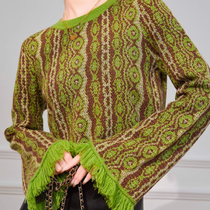 Urban Crew Neck Geometric Sweater, Pullovers, color:Green|size:XXL, Stylewe