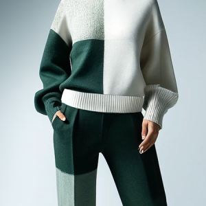 Casual Color Block Turtleneck Sweater, Pullovers, color:As Picture|size:XXL, Stylewe