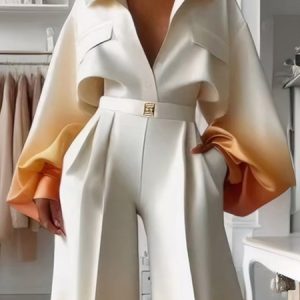 Gradient Elegant Balloon Sleeve Shirt, Blouses and Shirts, color:As Picture|size:XXL, Stylewe