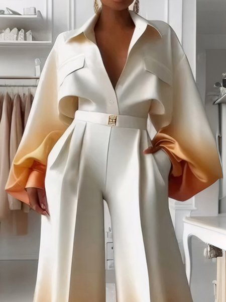 Gradient Elegant Balloon Sleeve Shirt, Blouses and Shirts, color:As Picture|size:XXL, Stylewe