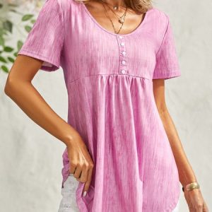 Basics Regular Fit Jersey Fit V Neck T-Shirt, T-shirts, color:Rose Red|size:XXL, catalog Noracora shop