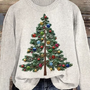 Women Knitted 3D Printing Long Sleeve Comfy Casual Sweater, Sweaters, color:White|size:4XL, catalog Noracora shop