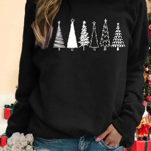 Casual Crew Neck Christmas Sweatshirt, Hoodies & Sweatshirts, color:Black|size:3XL, catalog Noracora shop