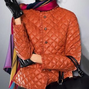 Plain Urban Loose Ruched Padded Jacket, Padded Jackets, color:Orange|size:XXL, Stylewe