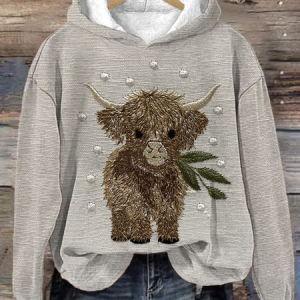 Women's Highland Cow Print Hoodie, Hoodies&Sweatshirts, Lilicloth.com