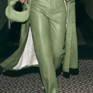 Urban High Waist Faux Leather Pants, Pants, color:Green|size:XXL, Stylewe