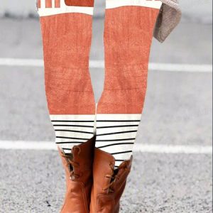 Women's Casual Gradient Pattern Jersey All Season Long Leggings, JustFashionNow Leggings, color:Orange|size:XXL,