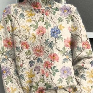 Vintage Mock Neck 3D Floral Printing Sweatshirt, Hoodies & Sweatshirts, color:As Picture|size:3XL, catalog Noracora shop