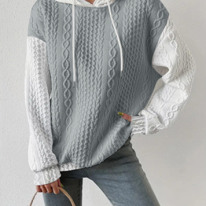 Casual Hoodie Color Block Sweatshirt, Hoodies & Sweatshirts, color:Gray|size:XXL, catalog Noracora shop