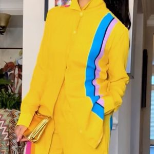 Urban Regular Fit Shirt Collar Color Block Shirt, Blouses and Shirts, color:Yellow|size:XXL, Stylewe