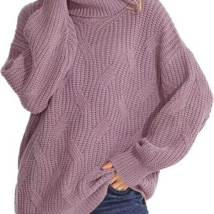 Women Wool/Knitting Striped Long Sleeve Comfy Casual Sweater, Sweaters, color:Light Purple|size:XXL, catalog Noracora shop