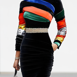 High Elasticity Turtleneck Long Sleeve Geometric Elegant T-Shirt, Tees, color:As Picture|size:XXL, Stylewe