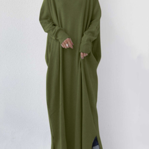 Women Plain V Neck Long Sleeve Comfy Casual Lace Maxi Dress, Dresses, color:Army Green|size:5XL, catalog Noracora shop