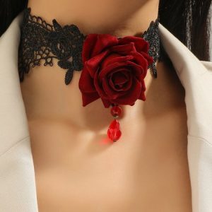 Halloween Urban Floral Statement Necklaces, Necklaces, color:Red|size:One-size, Stylewe
