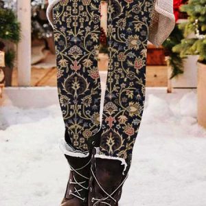 Casual Ethnic Long Leggings, Leggings, color:Multicolor|size:XXL, catalog Noracora shop