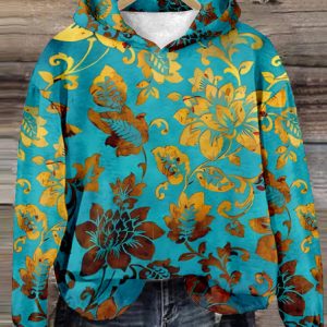 Casual Hoodie Floral Sweatshirt, Hoodies & Sweatshirts, color:Blue|size:4XL, catalog Noracora shop