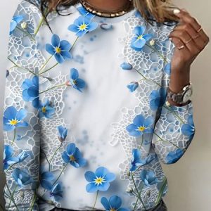 Lace floral art long sleeved T-shirt, Long sleeves, Lilicloth.com