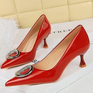 Pu Elegant Stiletto Heel All Season Flat, Heels, color:Red|size:43, Stylewe