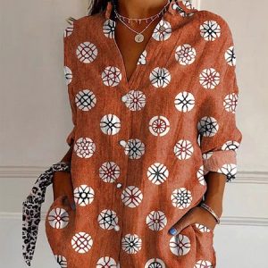 Shirt Collar Loose Ethnic Casual Shirt, Blouses, Lilicloth.com