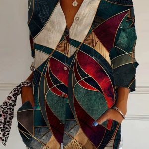 Geometric Casual Shirt, Blouses, Lilicloth.com
