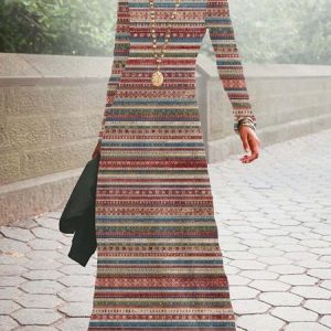 Women Striped V Neck Long Sleeve Comfy Casual Maxi Dress, Dresses, color:Red Brown|size:XXL, catalog Noracora shop