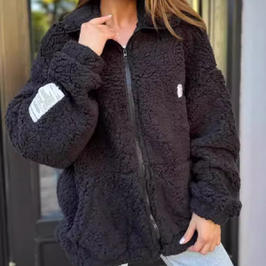 Women's Plain Thicken Loose Jacket, Coats, color:Black|size:3XL, catalog Noracora shop