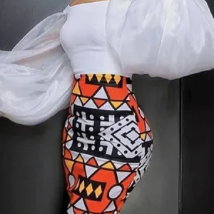 Tight Plain Balloon Sleeve Cold Shoulder Elegant Blouse, Blouses and Shirts, color:White|size:XXL, Stylewe