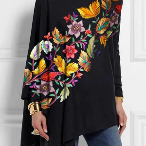 Women's Long Sleeve Blouse Spring/Fall Floral Jersey Crew Neck Daily Going Out Casual Top, JustFashionNow Shirts, color:Black|size:3XL,
